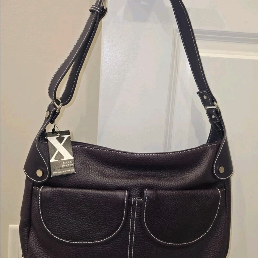 Elegant purpleLeather Shoulder Bag